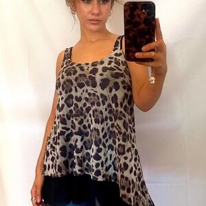 Y2K mesh animal print side drape top